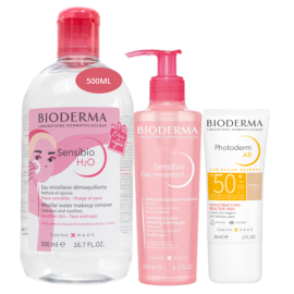 Pack Bioderma piel sensible limpieza y protección completa