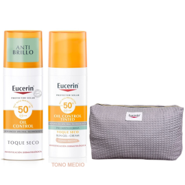 Pack Eucerin Protección Solar con y sin color: Sun Oil Control Toque seco SPF50