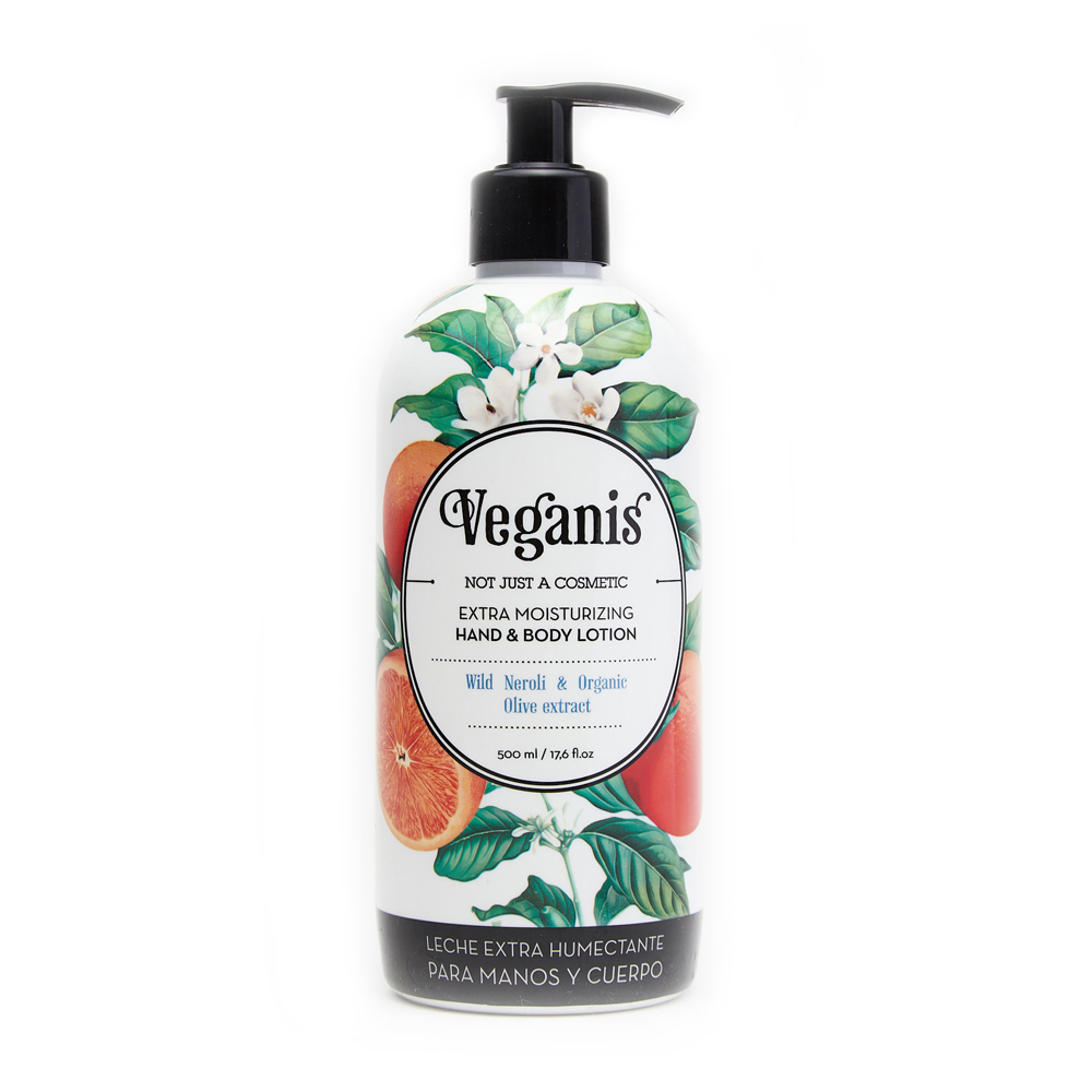 Veganis Leche Extra Humectante para Manos y Cuerpo con Neroli Salvaje y Oliva 500g